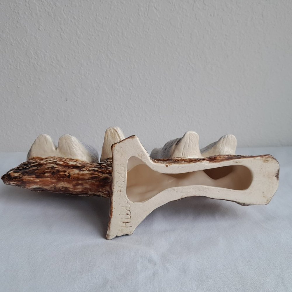 Signed Ceramic Birds on Branch Piece Hand made Art Handmade Sculpture - Picture 3 of 7